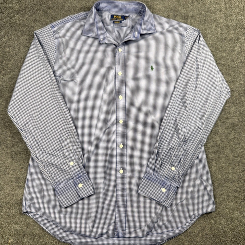 Polo Ralph Lauren performance gingham check button down shirt blue size‎ XL